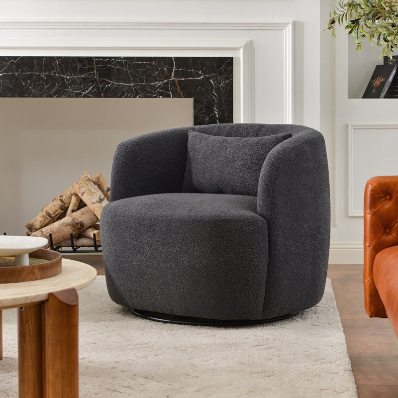 Fauteuil pivotant rembourré Bolton, Bouclé gris foncé