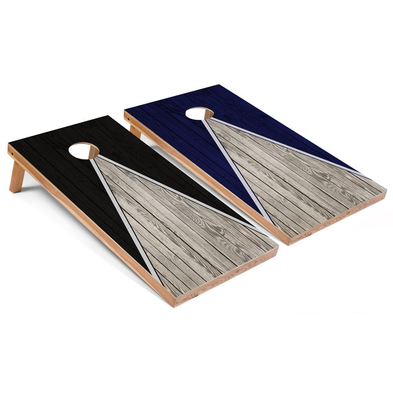 Ensemble de cornhole noir et bleu marine toutes saisons | Comprend (2) planches (8) sacs et accessoires optionnels