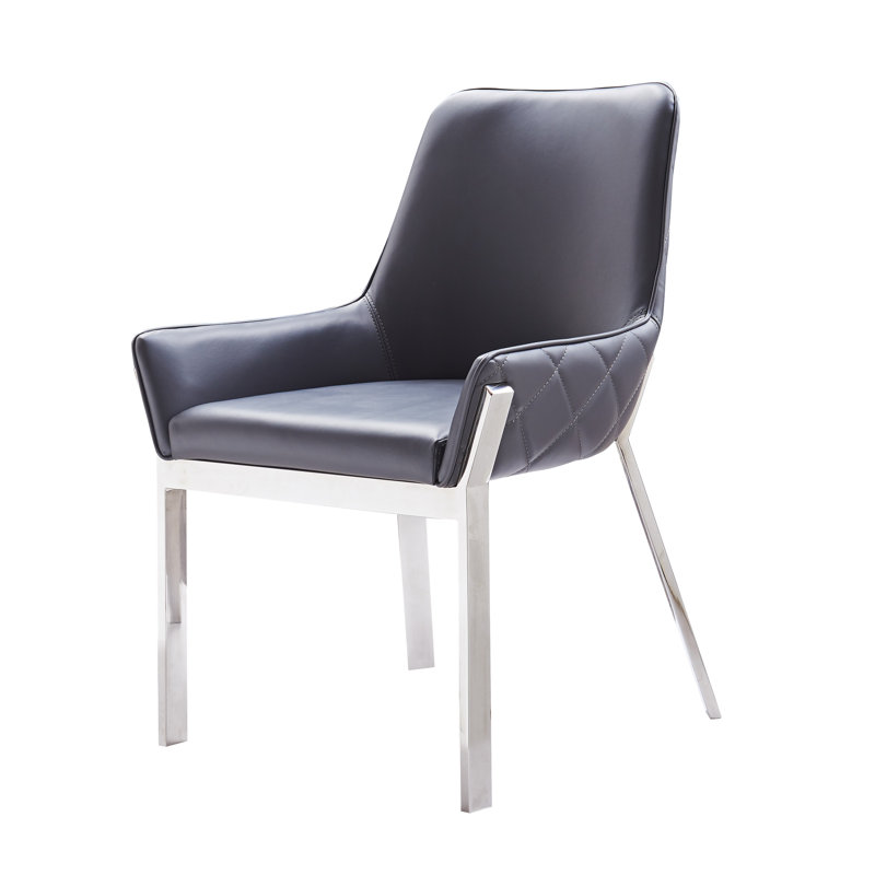 Chaise d'appoint rembourrée et capitonnée, gris