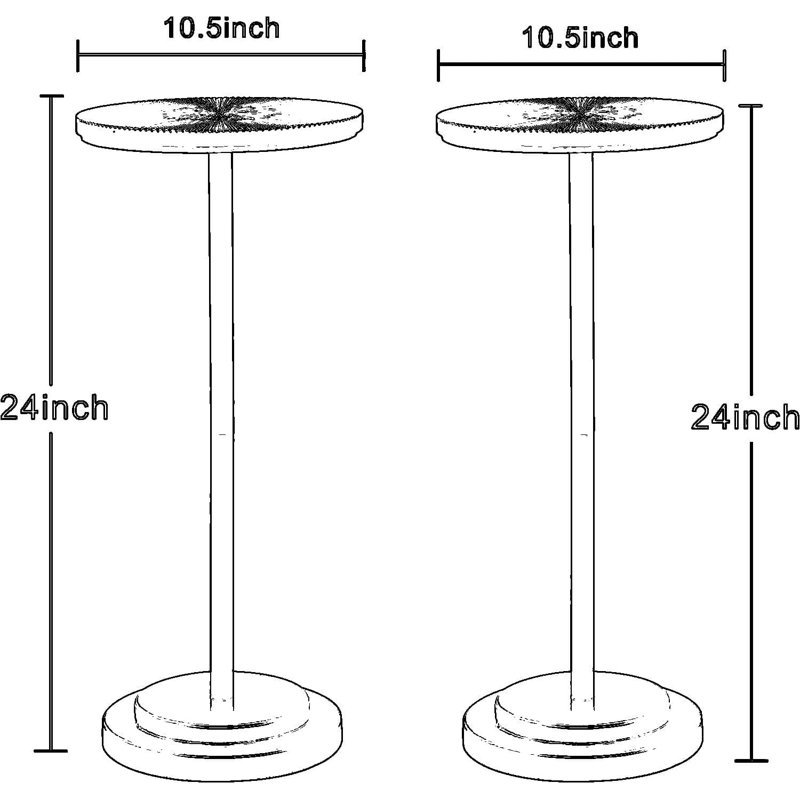 Ensemble de 2 tables d'appoint rondes en piédestal, table martini en bois sculpté pour le salon, la chambre à coucher, le bureau et les petits espaces