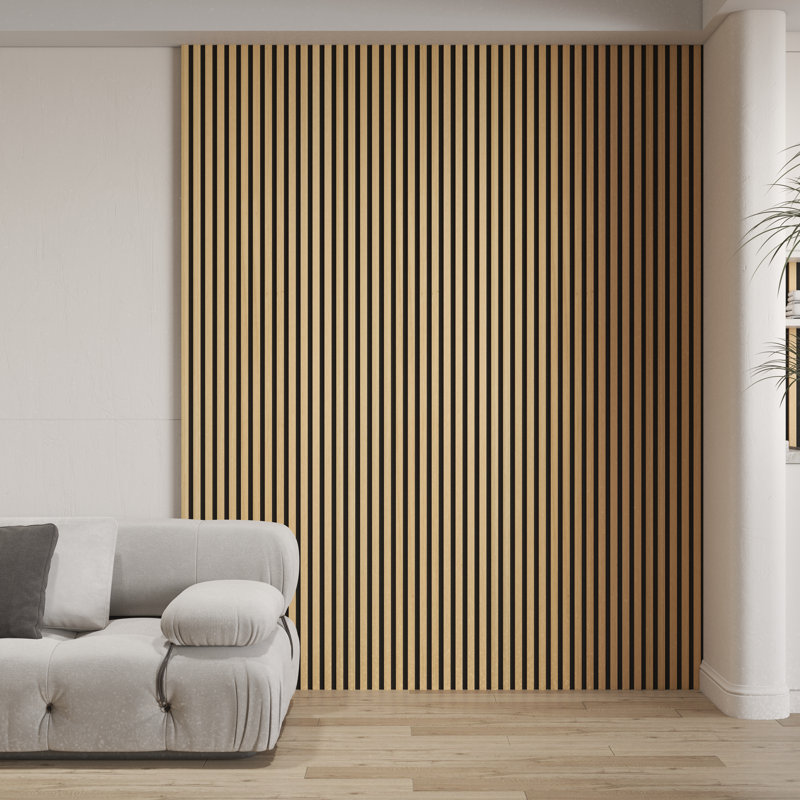 Panneaux muraux acoustiques en bois 94,5 po x 11,75 po x 0,38 po, panneaux décoratifs insonorisants pour murs et plafonds, panneaux muraux en bois à lattes 3D