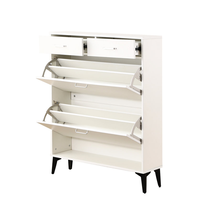 Armoire de rangement fonctionnelle pour chaussures avec espace cubique - Compartiments pliables modernes pour chambre blanche