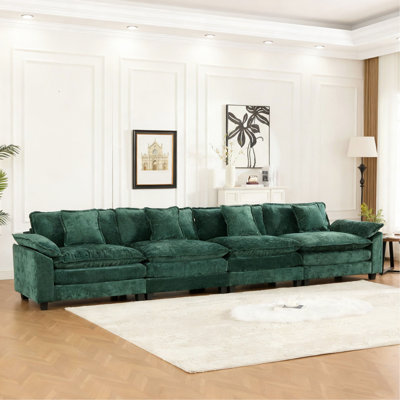 Accoudoirs plus larges, canapé modulaire moderne, pour chambre à coucher et appartement dans le salon, coussin de siège rembourré à double couche confortable, tissu chenille respirant