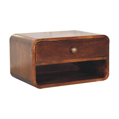Artisan Furniture Solid Wood Curved Wall Mounted Bedside With Open Slot