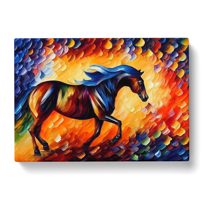 XXX-H1022-WF-4757X Horse Painting Vol.3 Abstract - Wrapped Canvas Print, 50cm H x 76cm W x 3cm D