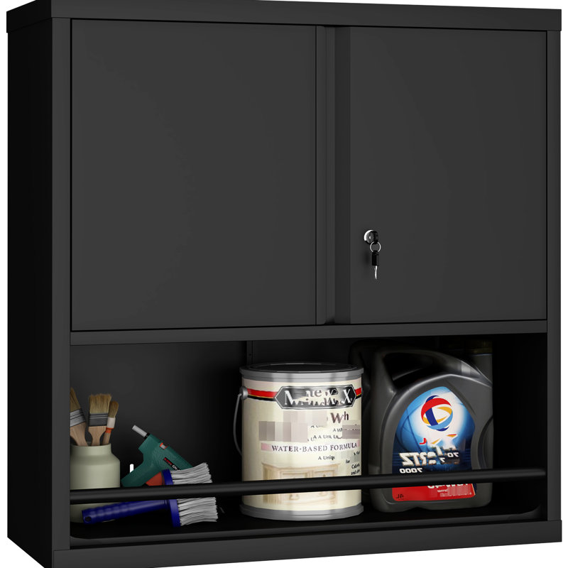 Armoire de rangement en métal, murale, deux portes, élégante, tablettes réglables, résistante à l'usure et aux déchirures, facile d'entretien, pratique, pratique, polyvalente