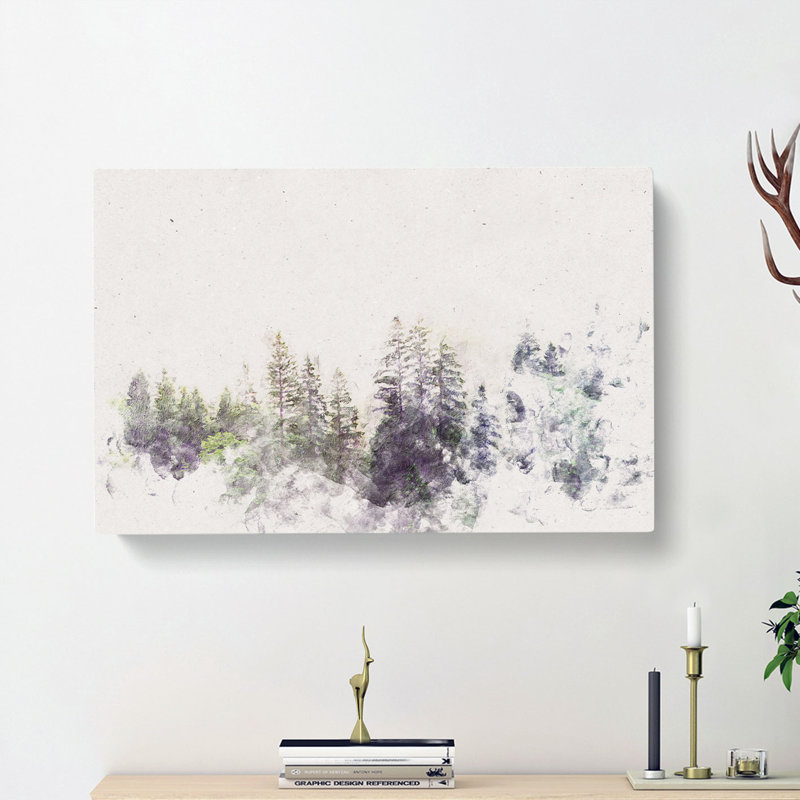 Pine Tree Forest In The Fog - Wrapped Canvas Print, 30cm H x 45cm W x 4cm D