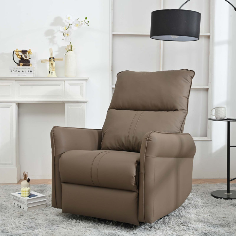 270° Power Glider  Swivel Rocker Recliner Chair With Dual USB Ports For Adults, Brown