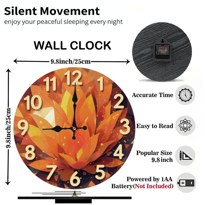 Horloge de lotus orange