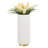 Talia 12" Ribbed Gloss White Ceramic Vase with Gold Trim Base-95418580
