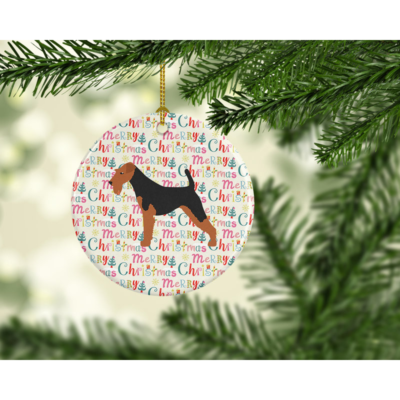 Ornement suspendu Airedale Terrier Merry Christmas