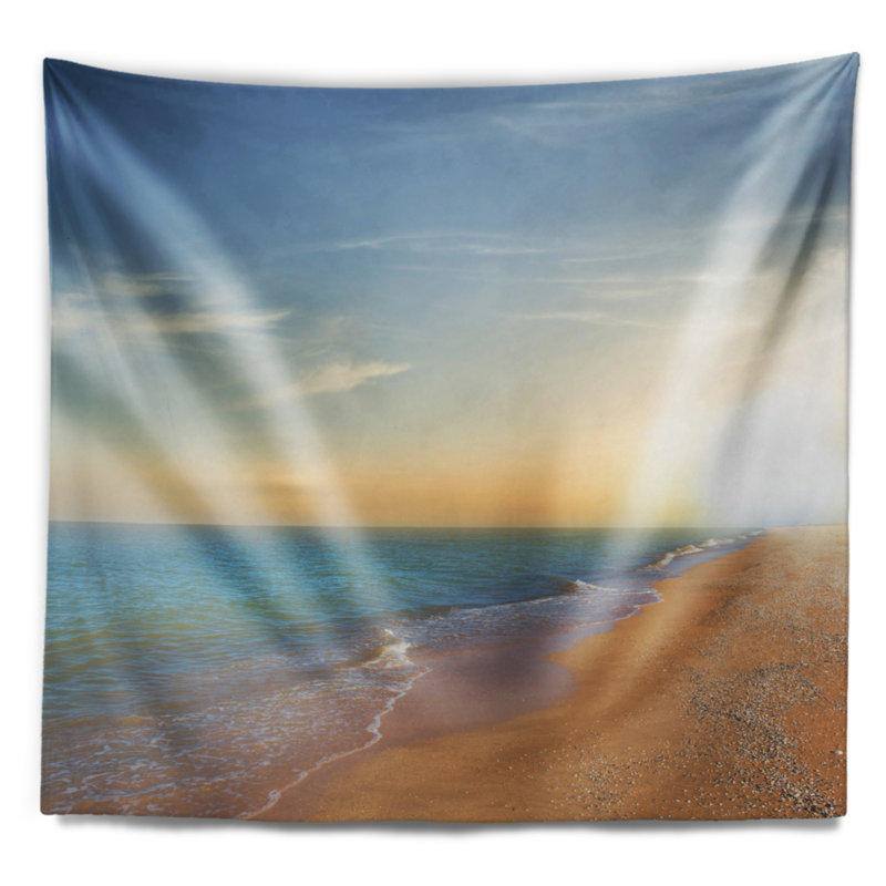 Tapisserie «Seashore Quiet Evening Blue Beach», H 32 po x l 39 po