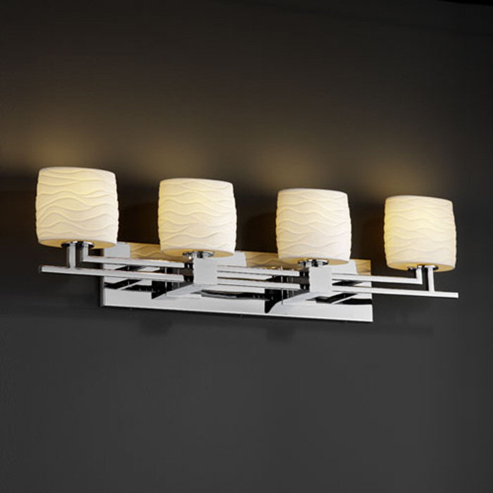 Limoges™ 4 - Light Vanity Light, Brushed Nickel, Waves, Oval