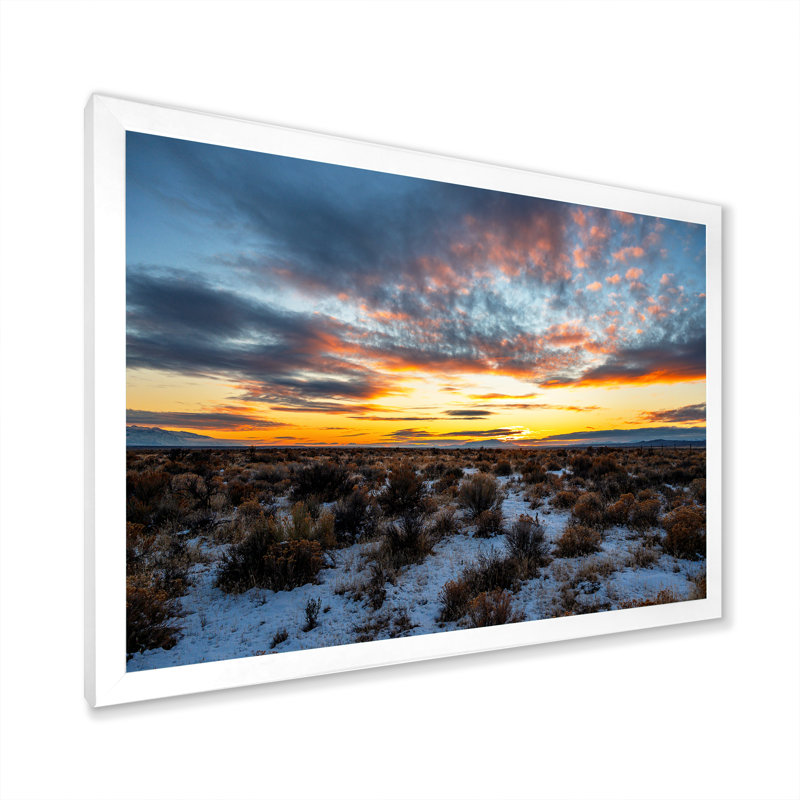 Winter Shrublands On Arkansas Desert sur toile, H 16 po x l 32 po x P 1 po, Cadre photo blanc