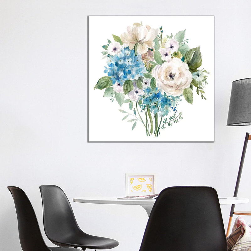 Blue and White Bouquet I 1 Piece Wall Art on Canvas, 93.98 cm H x 93.98 cm W x 1.91 cm D, Wrapped Canvas