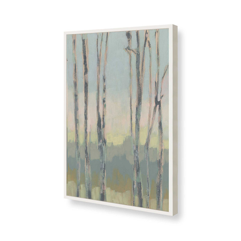 Doux lumière entre les arbres II, Cadre ouvert à coins ouverts, blanc opaque, H 15 po x l 12 po