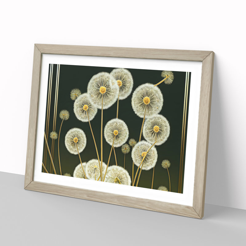 Dandelion Deco - Single Picture Frame Print, Oak, 46cm H x 64cm W x 2cm D