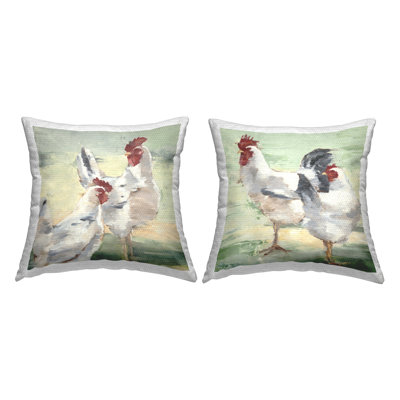 Farmhouse Hens Chickens Animals 2 Piece Outdoor Printed Pillow Set by Ethan Harper