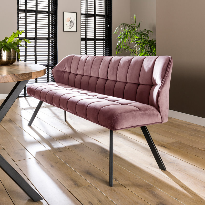Northbrook Polyester Upholstered Bench, Antique pink and pink