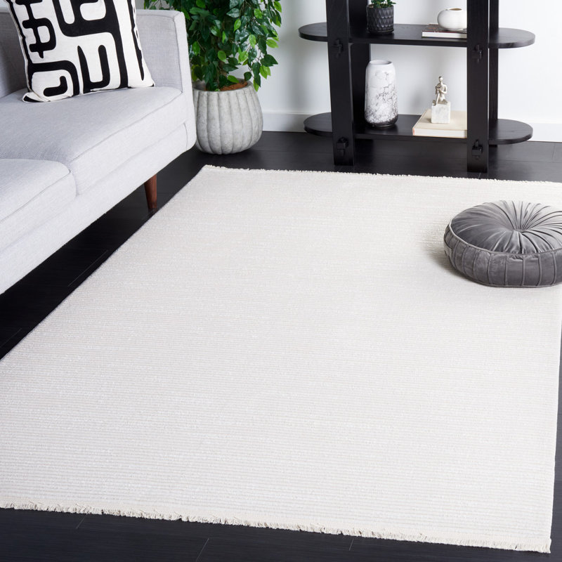 Tapis ivoire tissé à la machine Maayan, Rectangle 5 pi 3 po x 7 pi 6 po