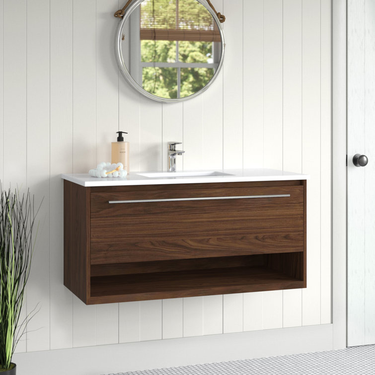 Roman 40'' Single Bathroom Vanity with Engineered Marble Top