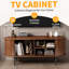 Console de télévision moderne avec compartiment de rangement et porte coulissante, centre de divertissement idéal pour le salon, la chambre à coucher et le bureau-1928628102