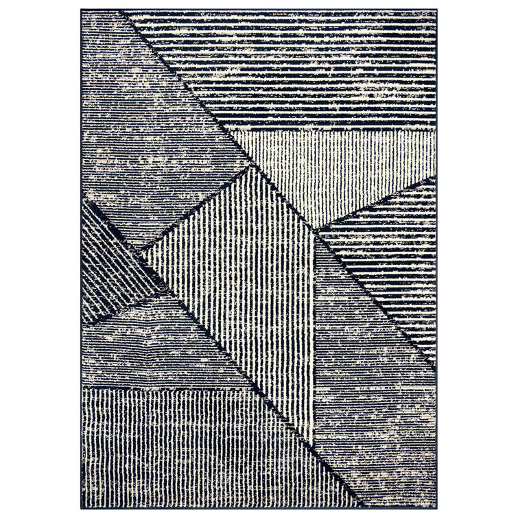 Contemporary Distressed Geometric Area Rug