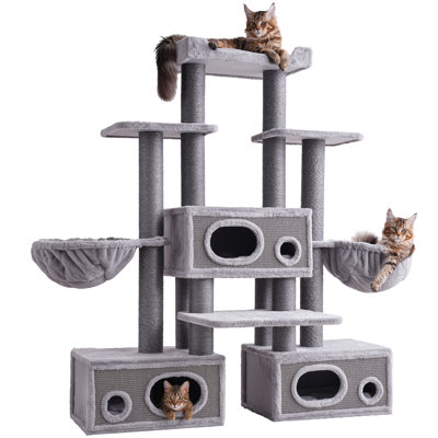 Modern 66.9"H Extra Large Multi-Function Cat Tree for Big Cats&MaineCoon