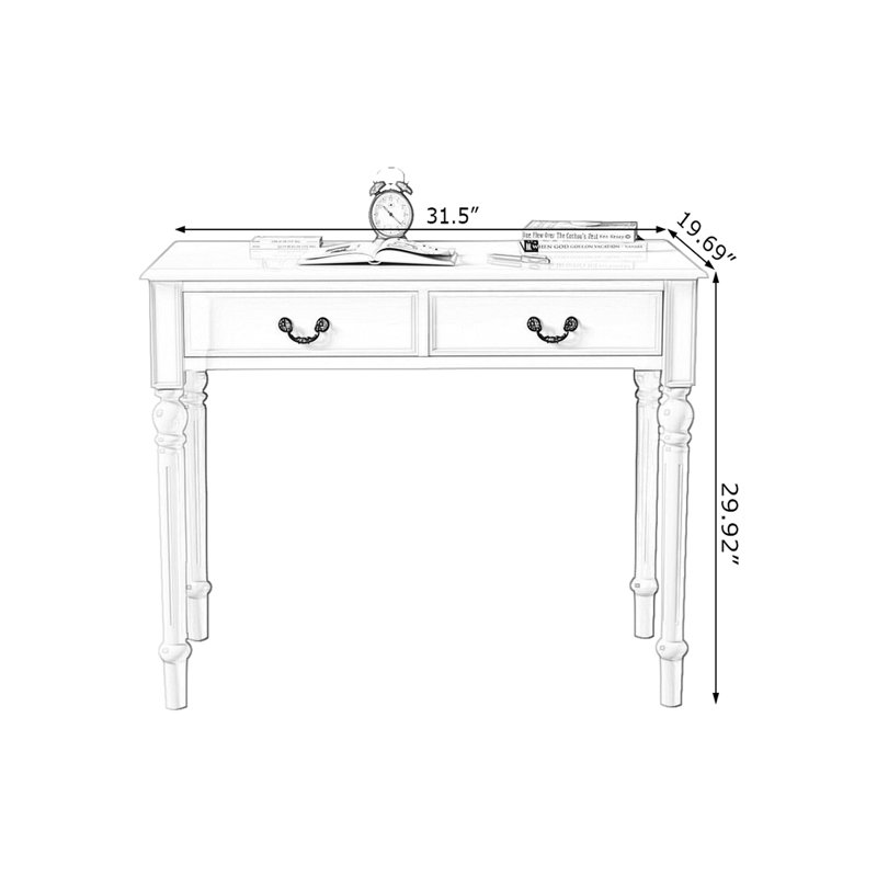 Bureau d'écriture avec tiroirs, 29.92"H*31.5"W*19.69"D, Blanc