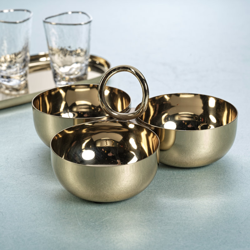 Joss & Main Steel/ Brass Condiment Server, Gold