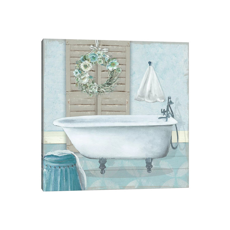 Teal Bath II by Carol Robinson - Print on Canvas, Wrapped Canvas, 30.48 cm H x 30.48 cm W