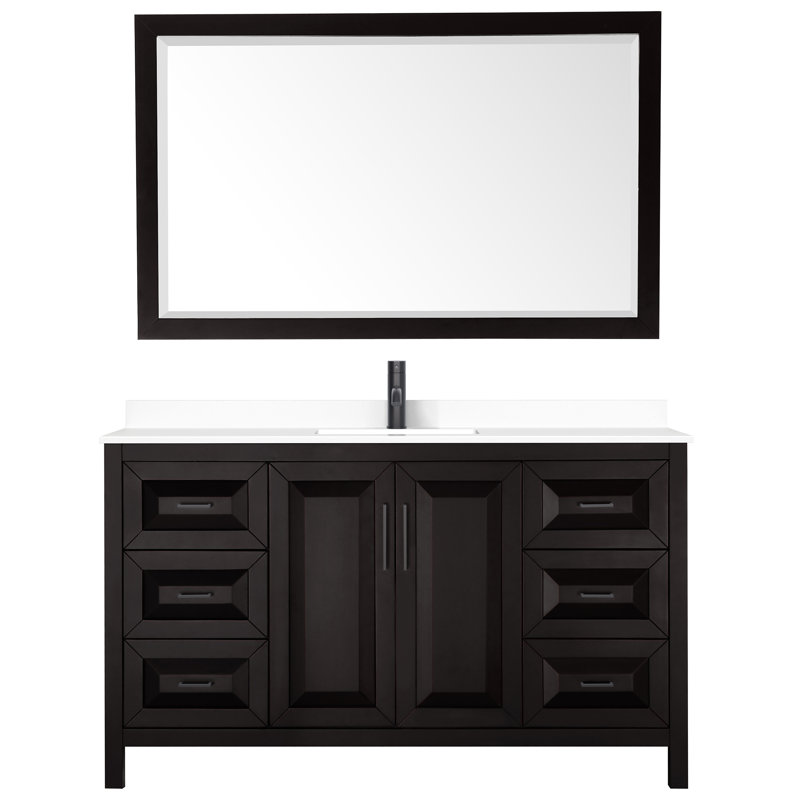 Daria 60'' W Single Vanity, Dark Gray, Polished Chrome, White Carrara Marble