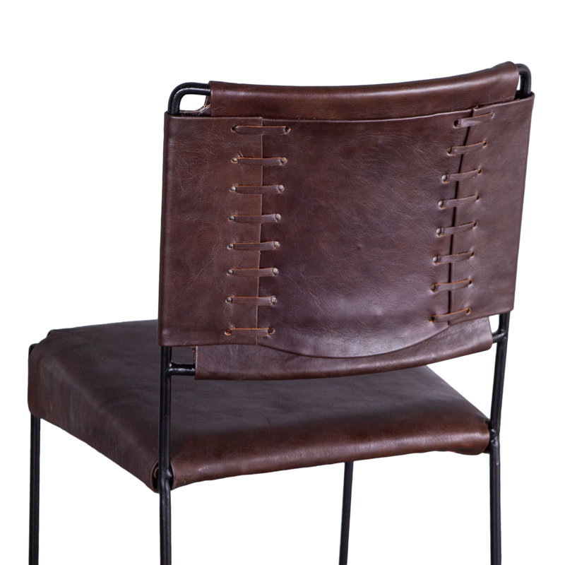 New York Genuine Leather Counter & Bar Stool, Genuine Leather-Dark Brown