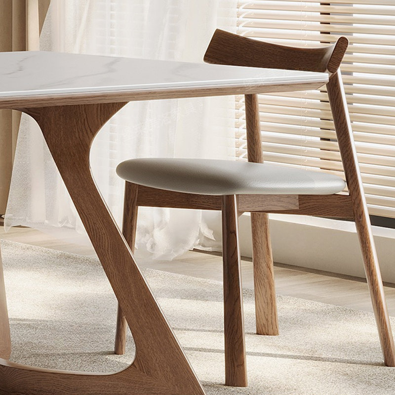 Ash wood rock slab rectangular dining table set, 29.52"H x 70.86"L x 35.43"W