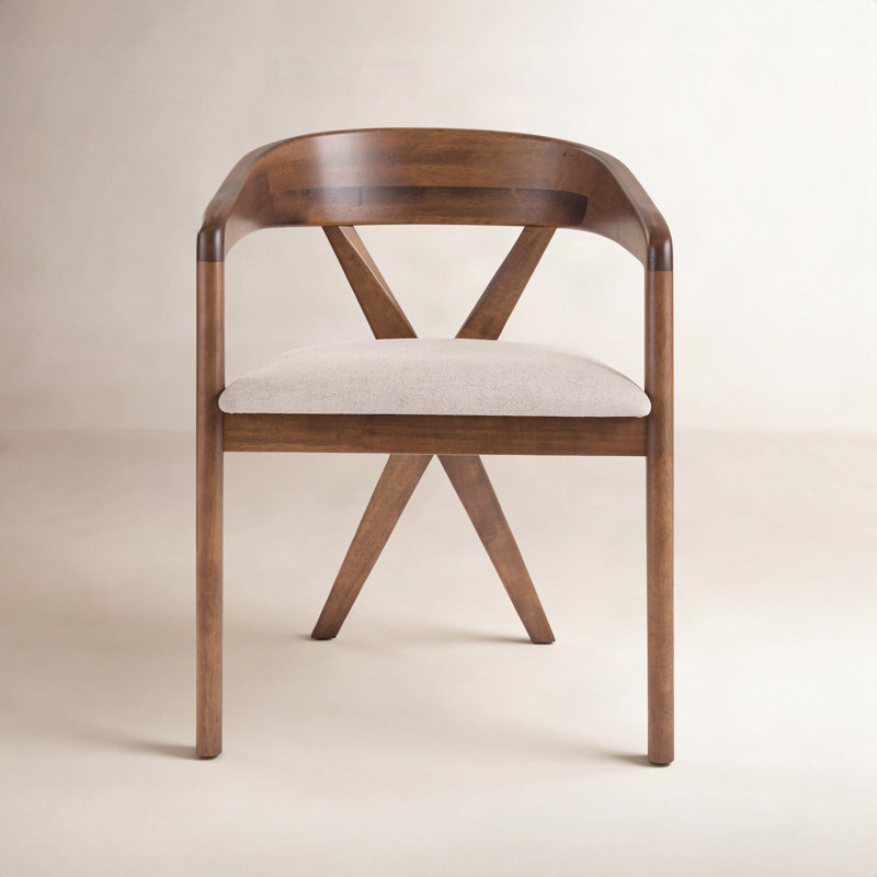 Greco Solid Wood Frame Dining Armchair, Light Brown/Walnut