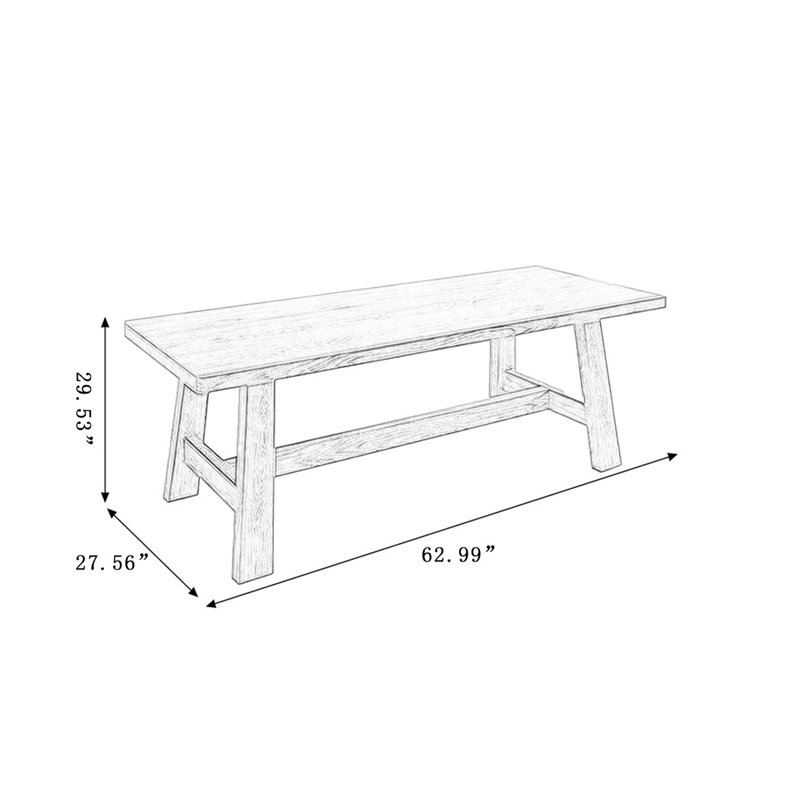 Table de salle à manger moderne Modern Burlywood, H 29,53 po x L 62,99 po x l 27,56 po