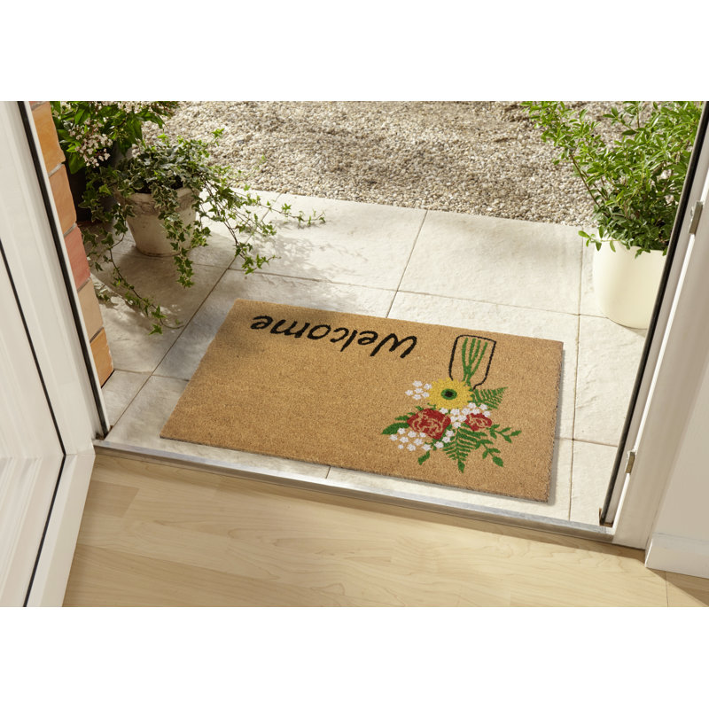 Welcome & Flowers Door Mat