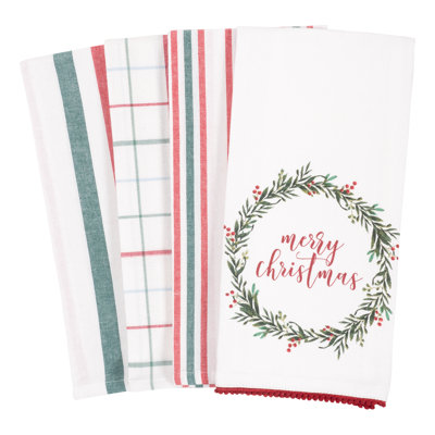 Cotton Plaid Waffle Kitchen Towel Linen Set