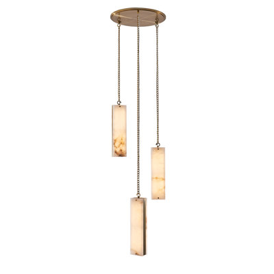 Vertical 3 LT Winter Brass Multi-Pendant Kalco