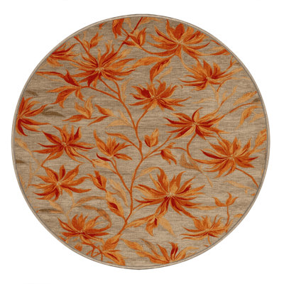 Tapis botanique beige lavable à la machine
