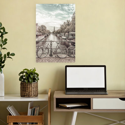 Amsterdam Canal Bicycles Retro Vintage Abstract Architecture City Wall Art Print