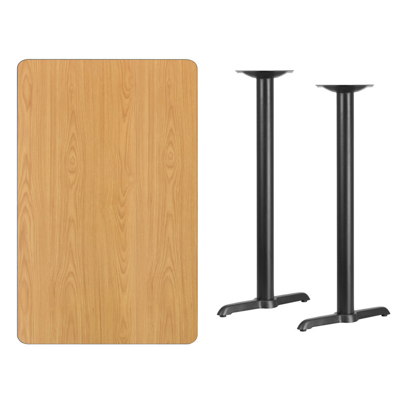 Plateau de table rectangulaire en stratifié de 30 po x 42 po avec base de hauteur de table de 5 po x 22 po Jarreth, Naturel