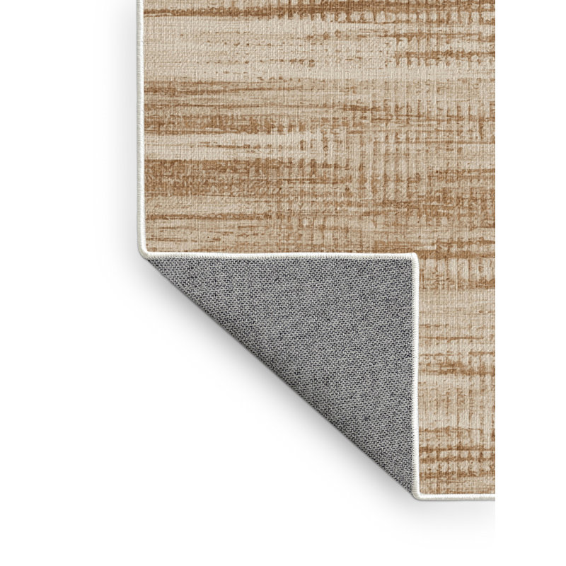Washable Sandy Neutrals Coastal Area Rug, Rectangle 4' x 6'