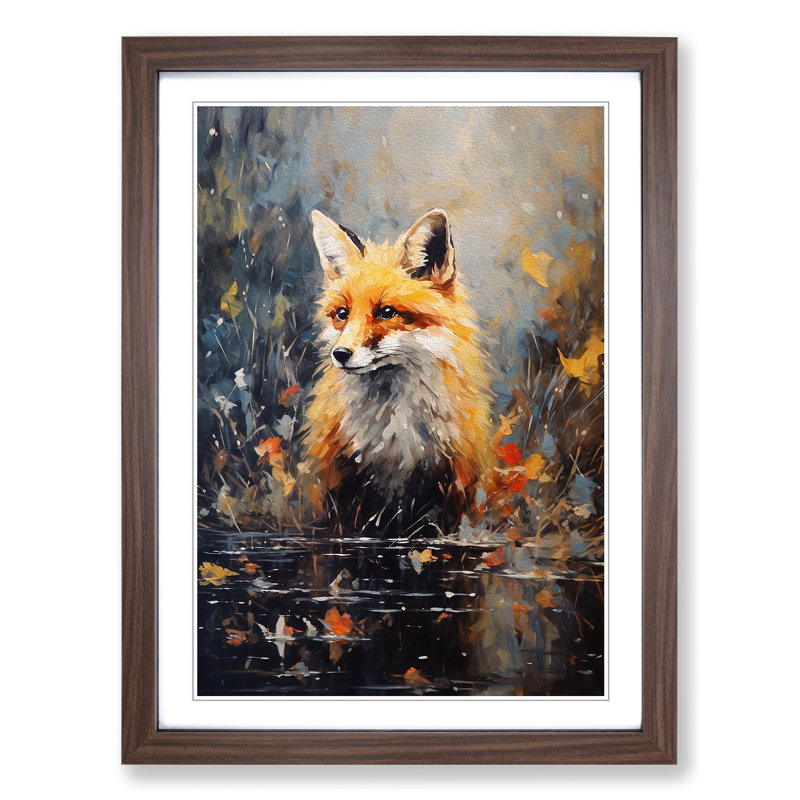 Fox Impressionism - Framed Print, 64cm H x 46cm W, Walnut Framed