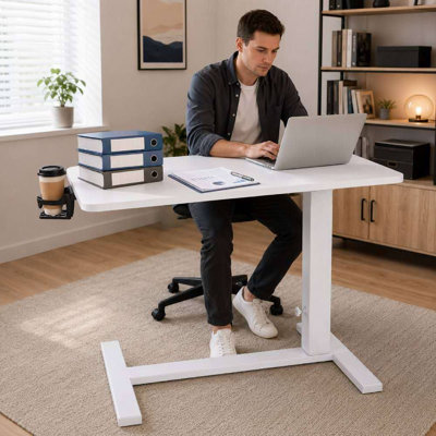 Movable White Laptop Desk