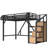 Twin XL Loft Bed with Storage Stairs, Shelves & Built-in Wardrobe, Metal Frame with USB & LED Lights, Natural Wood-781971958-781971962