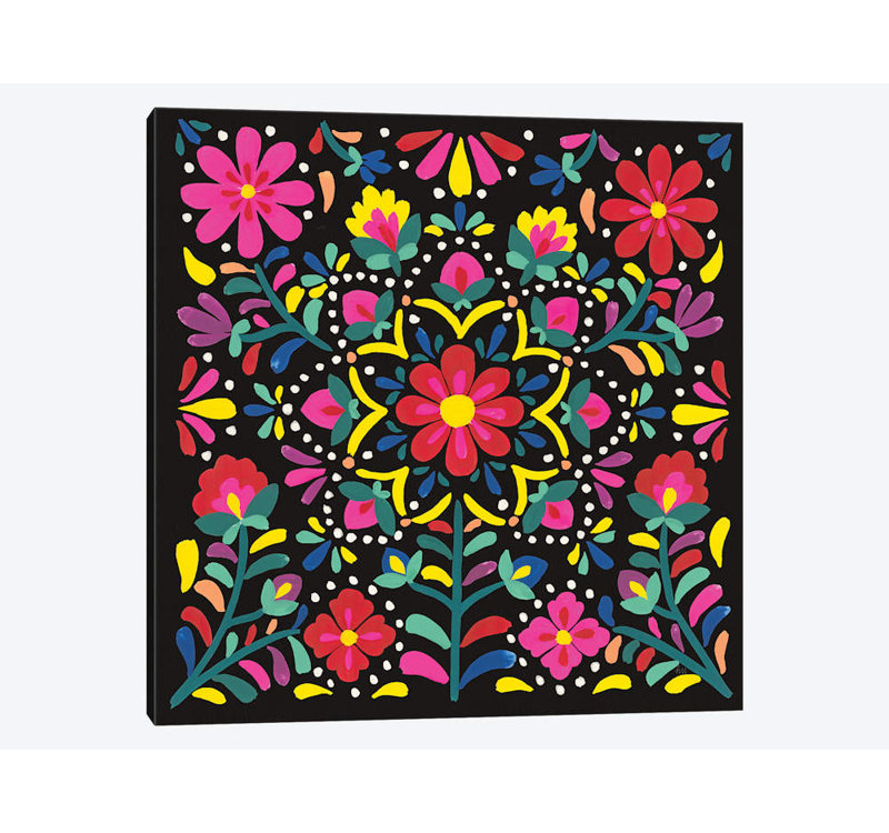 «Floral Fiesta II», impression sur toile, H 26 po x l 26 po x P 1,5 po, Toile tendue, Pas de tapis