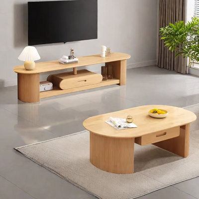 Ensemble de table de salon en bois massif 2 pièces Roagers