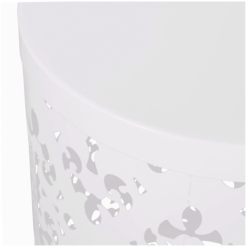 Nadilyn Round Metal Outdoor Side Table , 13.78'' in. W 13.78'' in. D, White
