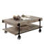 Table basse avec tablette de rangement ouverte, acier noir et bois naturel répliqué, 47,25 po, style industriel